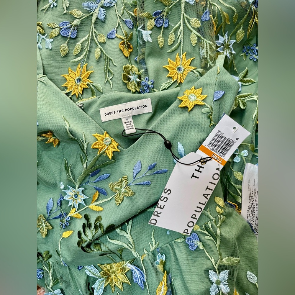 NWT Dress The Population Maren Floral 3D Embroidered Cocktail Midi Dress S - Picture 9 of 9